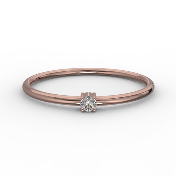 Solid 10k Rose Gold Round Cut Diamond CZ Ring - Picture 2 of 2